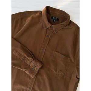 Banana Republic Shirt Mens XL Corduroy Untucked Fit Brown Button Up